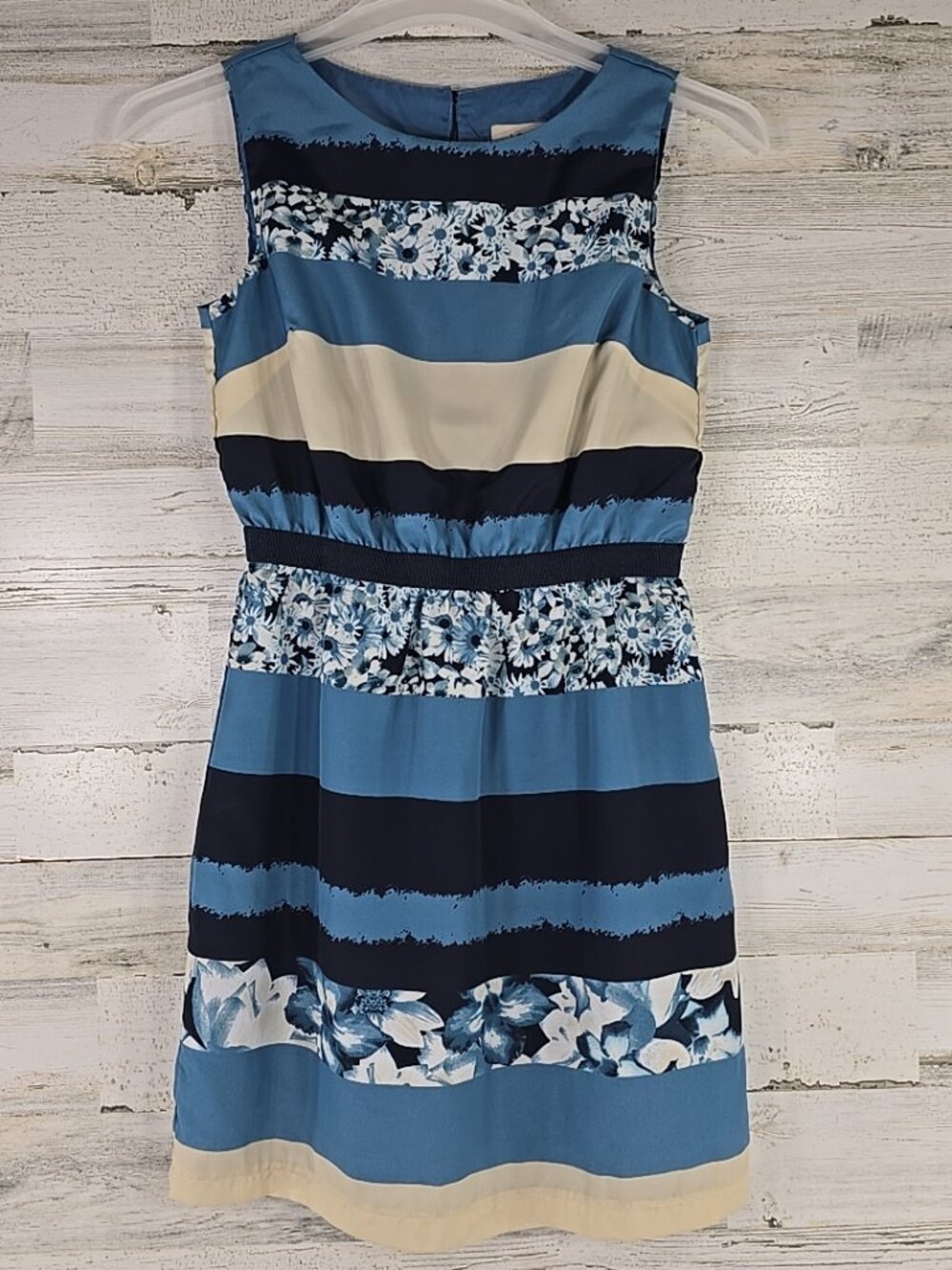 LOFT blue and cream striped sleeveless mini dress WOMEN'S SIZE SMALL PETITE *EUC